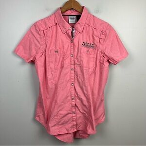 Harley Davidson Shirt Women Ladies Pink Button Down Motorcyle Biker 
Size L